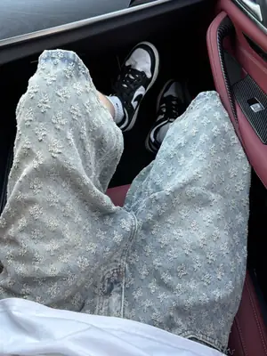 Men Printed Jacquard Shorts Vintage Denim Summer Hiphop Pants