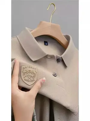 Men's Black Embroidered Polo Shirt Short Sleeve