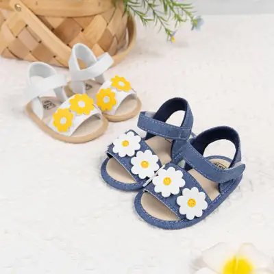 2024 New Summer Baby Shoes Canvas Flower Sandals Cloth Sole Breathable Soft Sole Toddler Shoes Baby Shoes