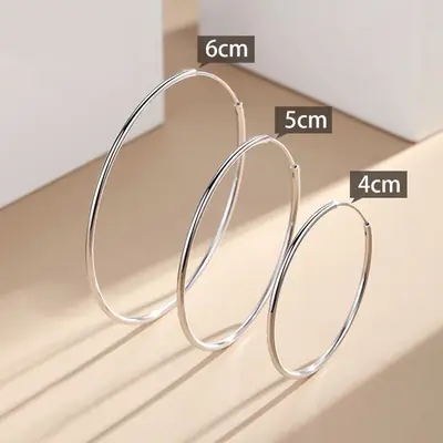 S925 Silver Big Ear Ring Earrings Round Size