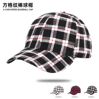 Women Plaid Duck Tongue Hat Black Spring Summer