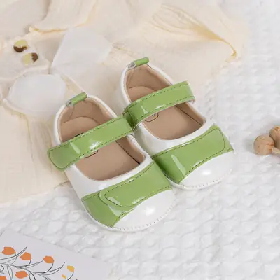 Green Patent Leather Toddler Sandals with Rubber Sole