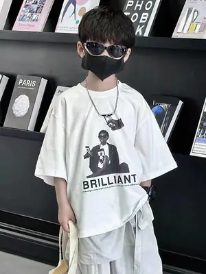Boys T-Shirt White Cartoon Brilliant 2025 Summer