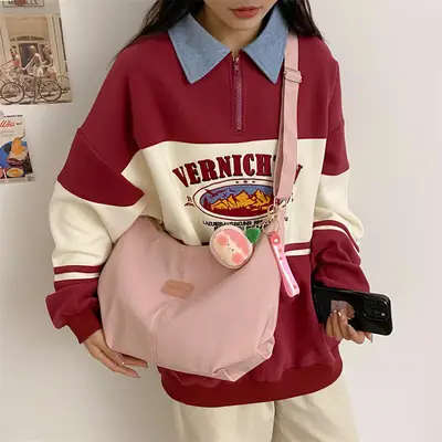 2024 Women's Nylon Shoulder Bag with Keychain