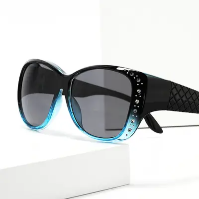 European and American New Style Sunglasses Retro Fashion Diamond-Encrusted Sunglasses Women's Trendy Big Face Display Glasses Frames Polarized Lenses