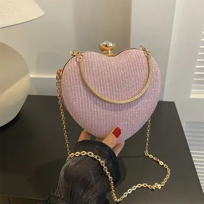 Heart-Shaped Gold Chain Women's Bags Set of 4