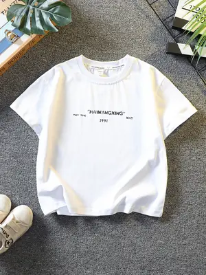 Red 2026 Kids T-Shirt Short Sleeve Cartoon Print