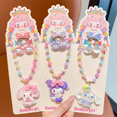 Cute Cartoon Necklace for Girls Colorful Beaded Pendant