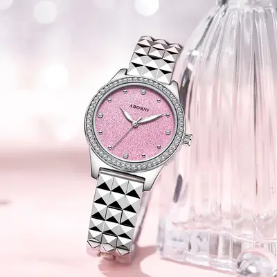 Asian Platinum Women's Watch with Luminous Diamond Band