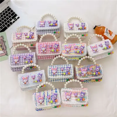 Girls Cartoon Pearl Shoulder Bag with Chain
