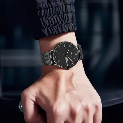 Men's Starry Sky Luminous Quartz Watch with Mesh Belt