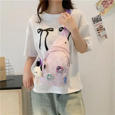 Sweet Pink Crossbody Bag for Girls College Style