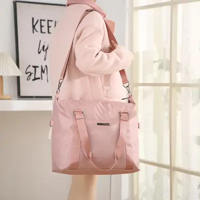 Pink Travel Tote Bag with Large Capacity & Trolley Handle