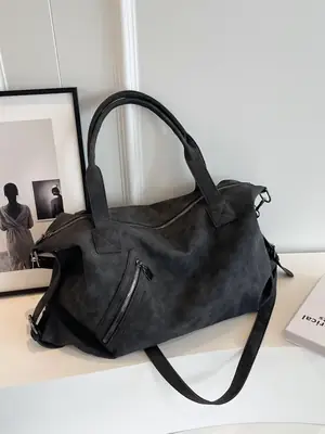 Fashion Women's Large Capacity Tote Bag Beige Suede