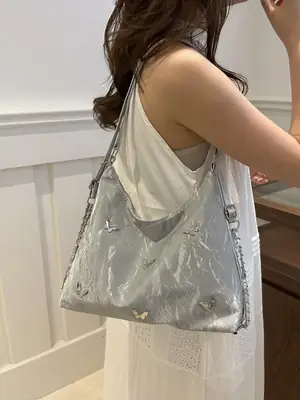 Women's Beige Embroidered Shoulder Crossbody Bag 2024