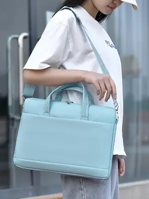 Light Blue Laptop Shoulder Bag for Men Women 15.6"
