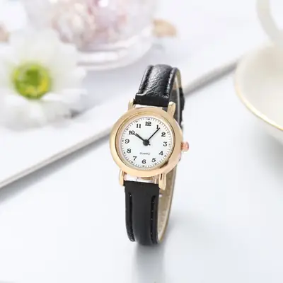 Korean Style Women's Watch Black Rose Gold Dial