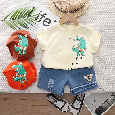 Boys Cotton T-Shirt Shorts 2024 Summer Set