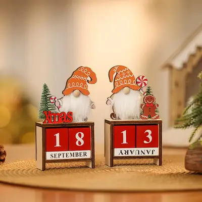Christmas Faceless Old Man Wooden Countdown Calendar Ornament Set