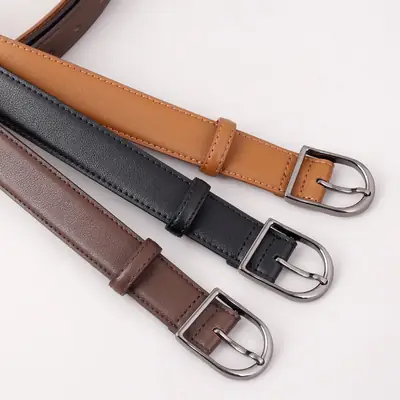 Women Genuine Leather Belt with Pin Buckle Black