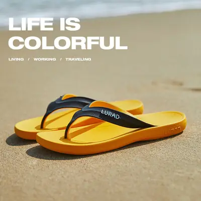 Men's Yellow Flip-Flops Beach Sandals Non-Slip