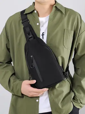 Men's Black Crossbody Bag with 3 Pockets