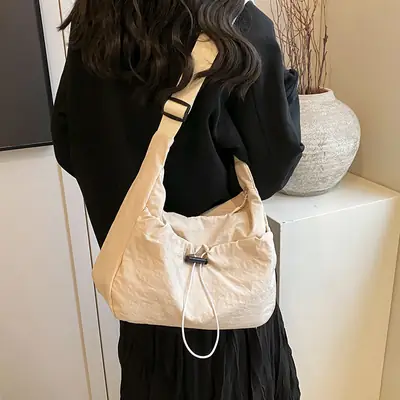 Black Pleated Shoulder Bag for Women 2025