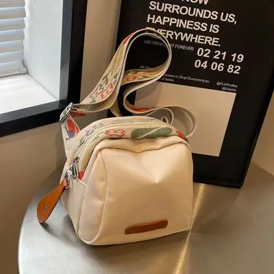 Women Crossbody Bag Black Canvas Spring Summer Casual