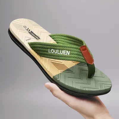 Men's Green Anti-Slip Flip Flops Summer Sandals