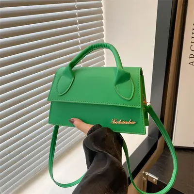Pink Leather Shoulder Bag with Letter Hardware for Women