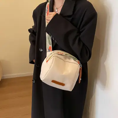 Women's Oxford Cloth Shoulder Crossbody Bag Beige Large Capacity