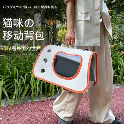 Pet Carrier Bag with Cat & Dog Design, Orange & White, 1 Pc