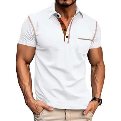 Men's White Short Sleeve Polo T-Shirt 2026 Summer