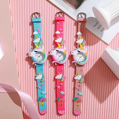 Kids Unicorn Silicone Quartz Watch Pink