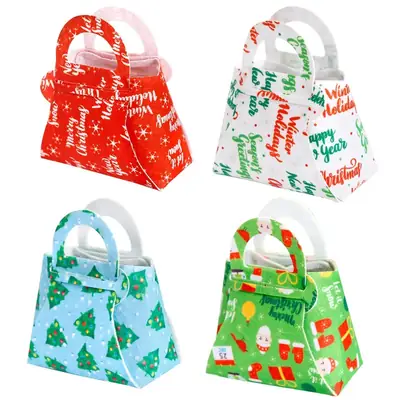 Christmas Felt Tote Bag Green Red Bow Decor