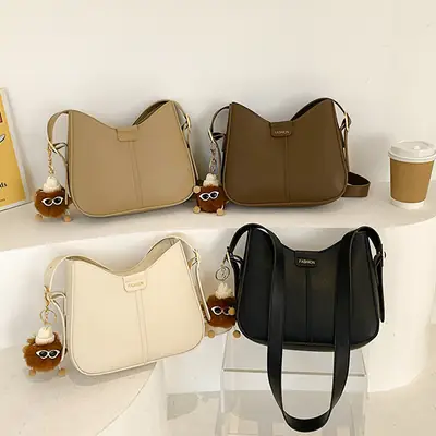 Vintage Black Leather Shoulder Bag for Women 2024