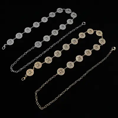 Gold Metal Waist Chain for Women Retro Decorative Belt