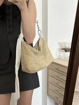 Women Woven Straw Bag Large Capacity Summer 2024
