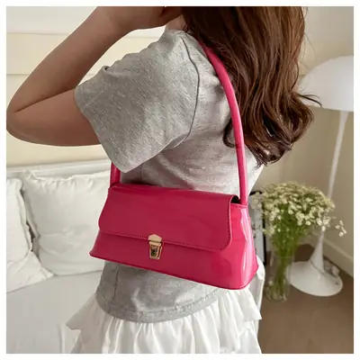 Women's Beige Shoulder Bag with Gold Clasp