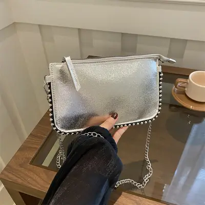 Silver Chain Shoulder Bag for Women 2024