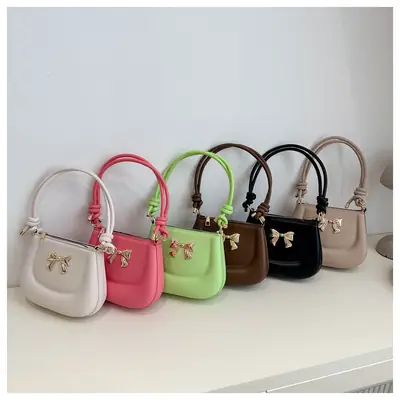 Women's Brown Bow Shoulder Bag 2024 Spring Summer