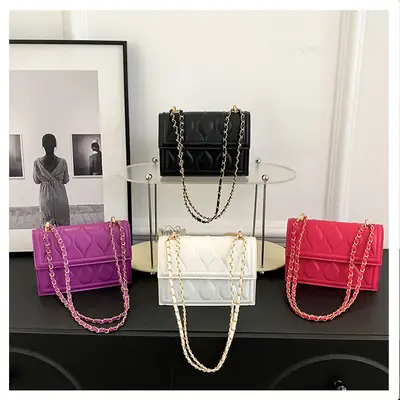 Women's Black Chain Shoulder Bag 2024 Spring Summer