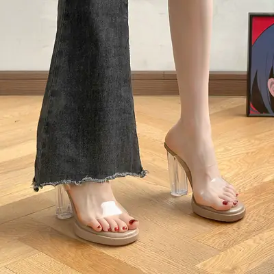 Women's Transparent Crystal Heel High Heel Sandals