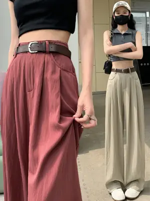 Women's High Waist Draped Pants with Belt Summer