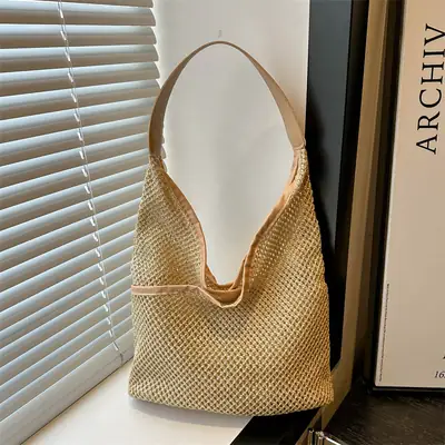 Straw Women's Shoulder Bag Large Capacity Cross-border