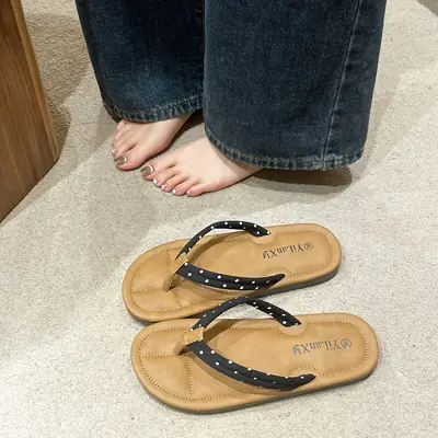 2024 Summer Women's Casual Dot Flip-Flops Plus Size