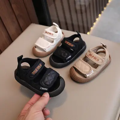 Korean Fashion Baby Toddler Shoes Baby Boys and Girls Comfortable Soft-soled Lightweight Sandals Toe Toddler Toe Protection Beach Shoes