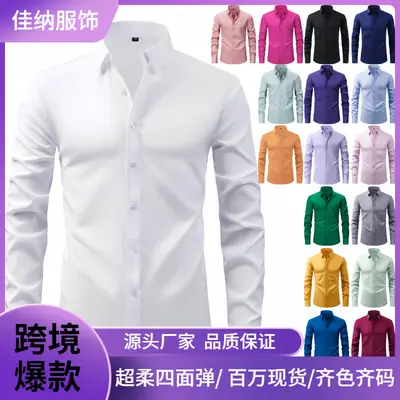 Light Blue Wrinkle Resistant Long Sleeve Shirt for Men