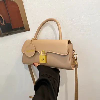 Black PU Shoulder Crossbody Bag with Hardware