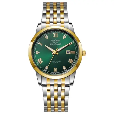 Men's Stainless Steel Calendar Watch with Blue Dial